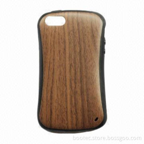 Soft-touch effect wooden grain case for iPhone 5, with diamond shape frame, made of TPU